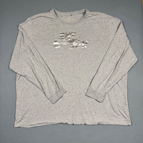 Nike Other - Nike Long Sleeve Shirt Mens 4XL Gray Silver Foil Just Do It Graphic Tee Big Tall
